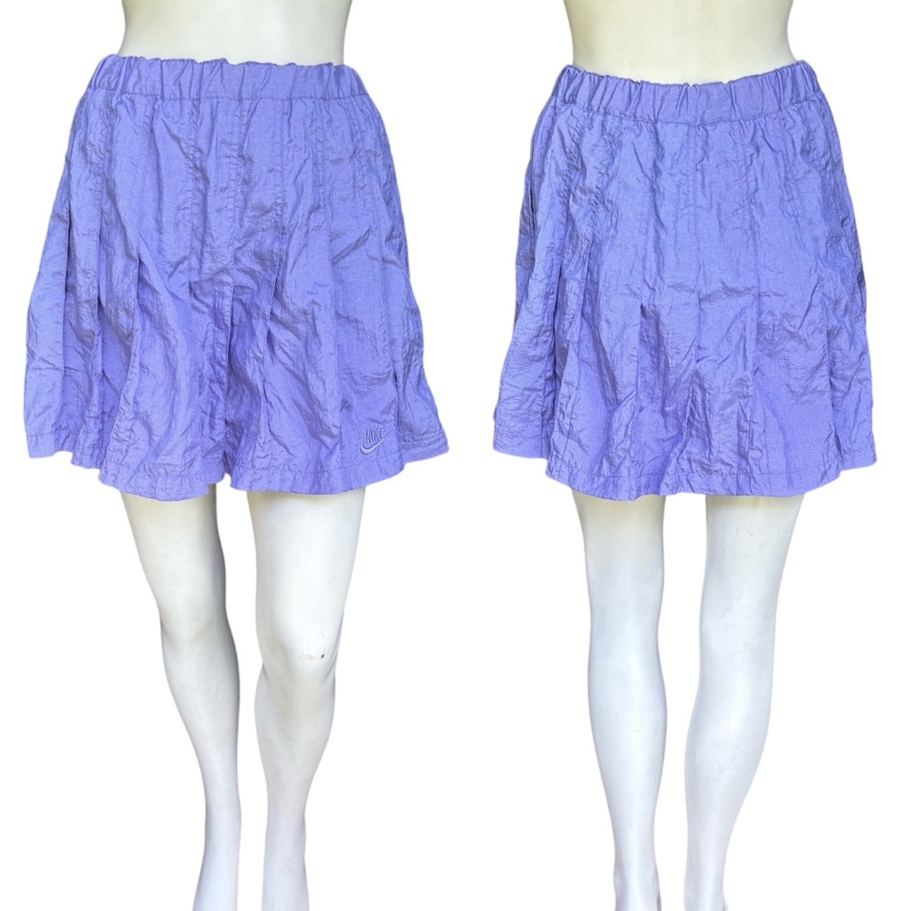 Vintage 90s Nike Lavender Purple Nylon Pleated Tennis Mini Skirt Size M/L or 12